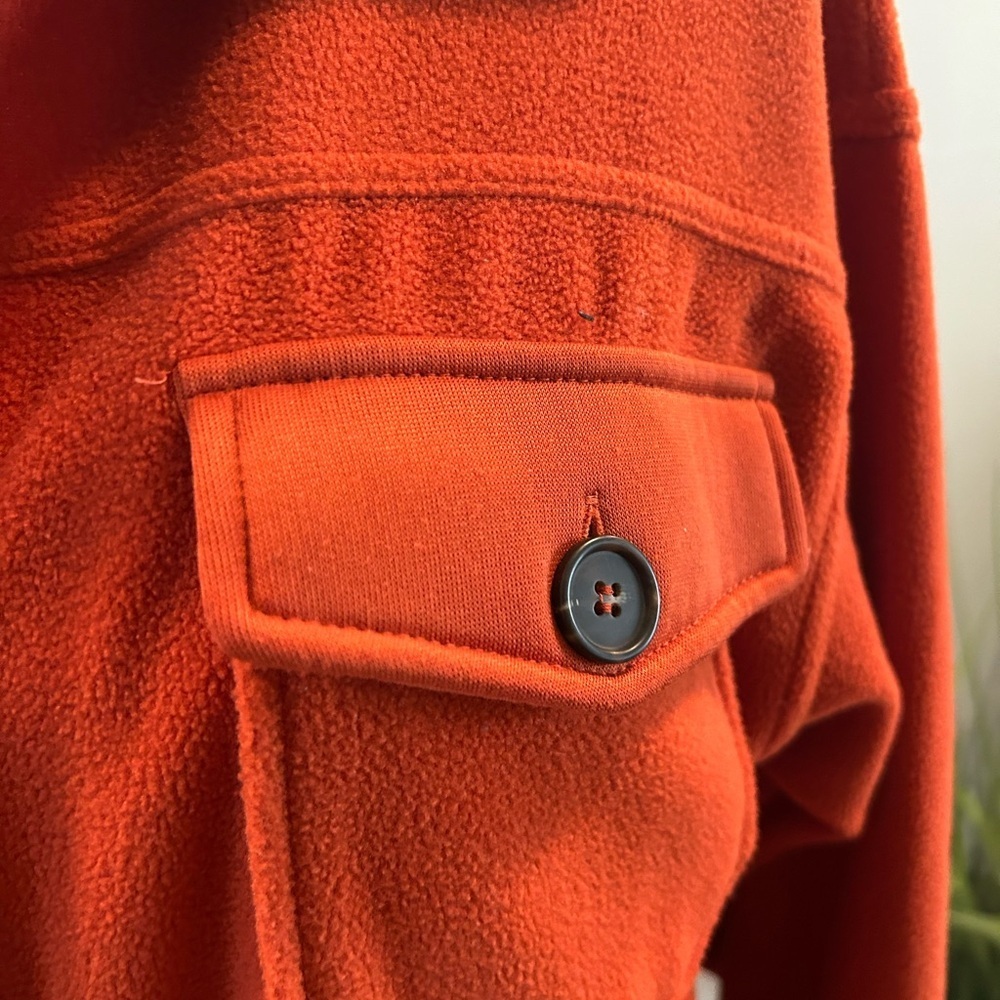 Rust Fleece Shacket Womens Oversized Button Shirt Jacket Utility soft lounge - Picture 4 of 12